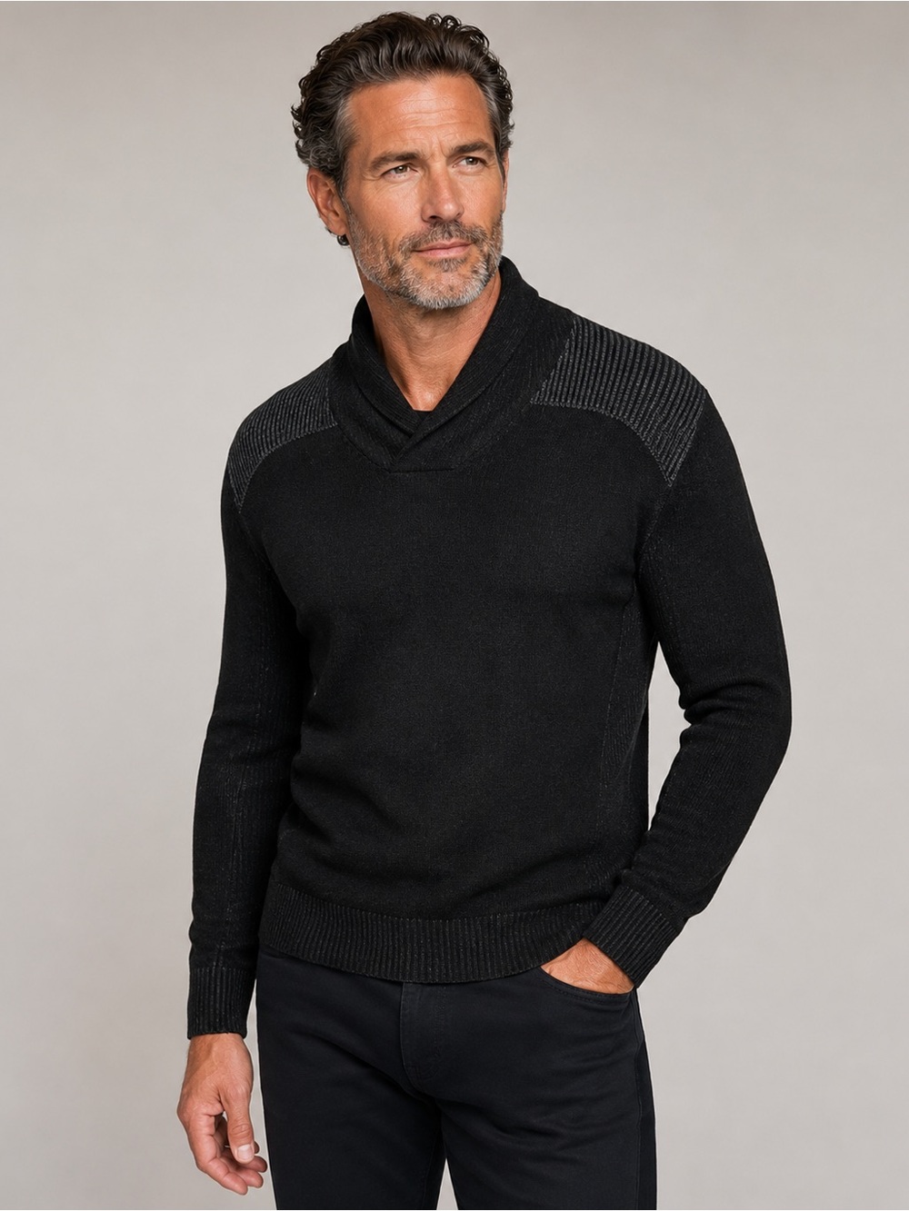 Buckle  Black Hudson Sweater Athletic Fit  Black Gray Cardigan Long Sleeve Large